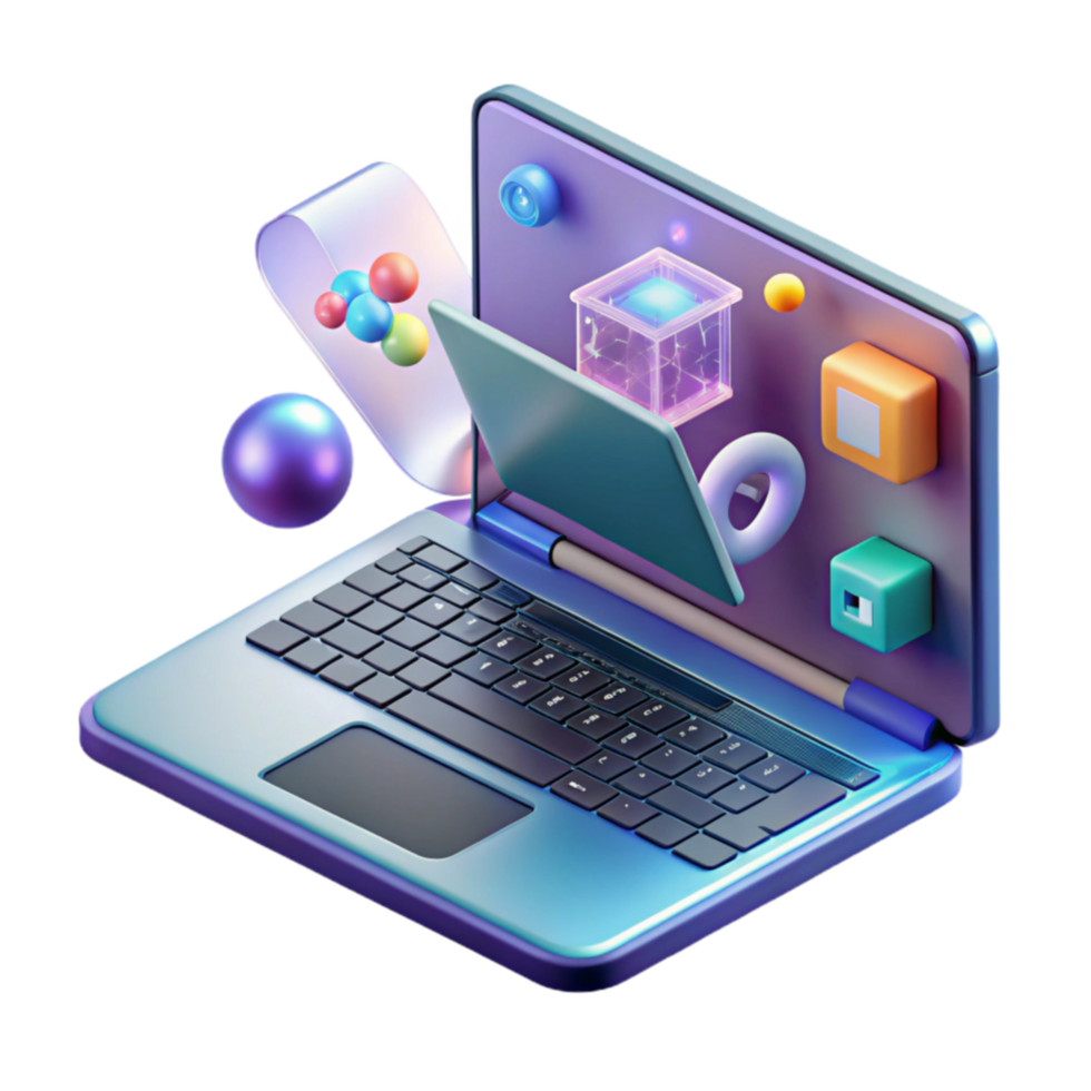 Digital Innovation Exploring 3D Worlds on Laptop png