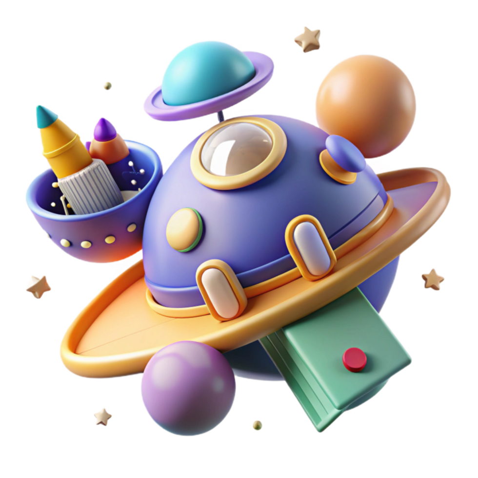Cosmic Creativity A 3D Render of a Fun Spaceship png
