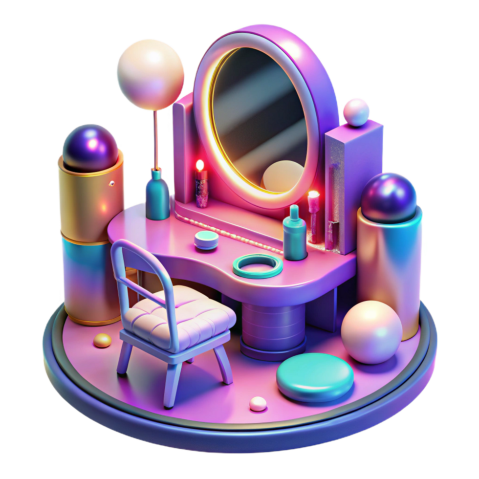 Vanity Set 3D Render Colorful, Modern, Stylish Design png