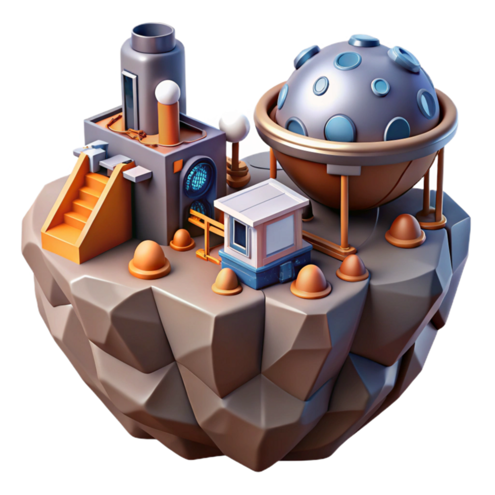 Futuristic Space Colony Asteroid Mining and Habitat png