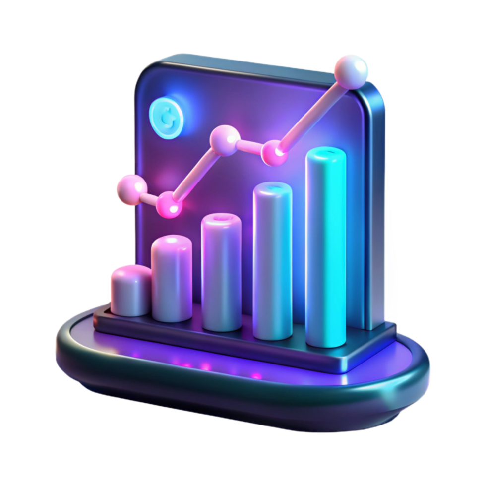 Data Growth Visualization 3D Chart, Upward Trend, Analytics png