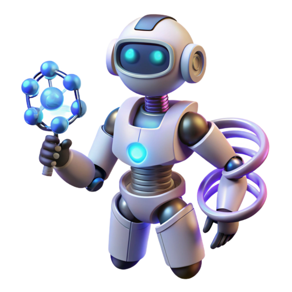 Robot Scientist Exploring Molecular Structures png