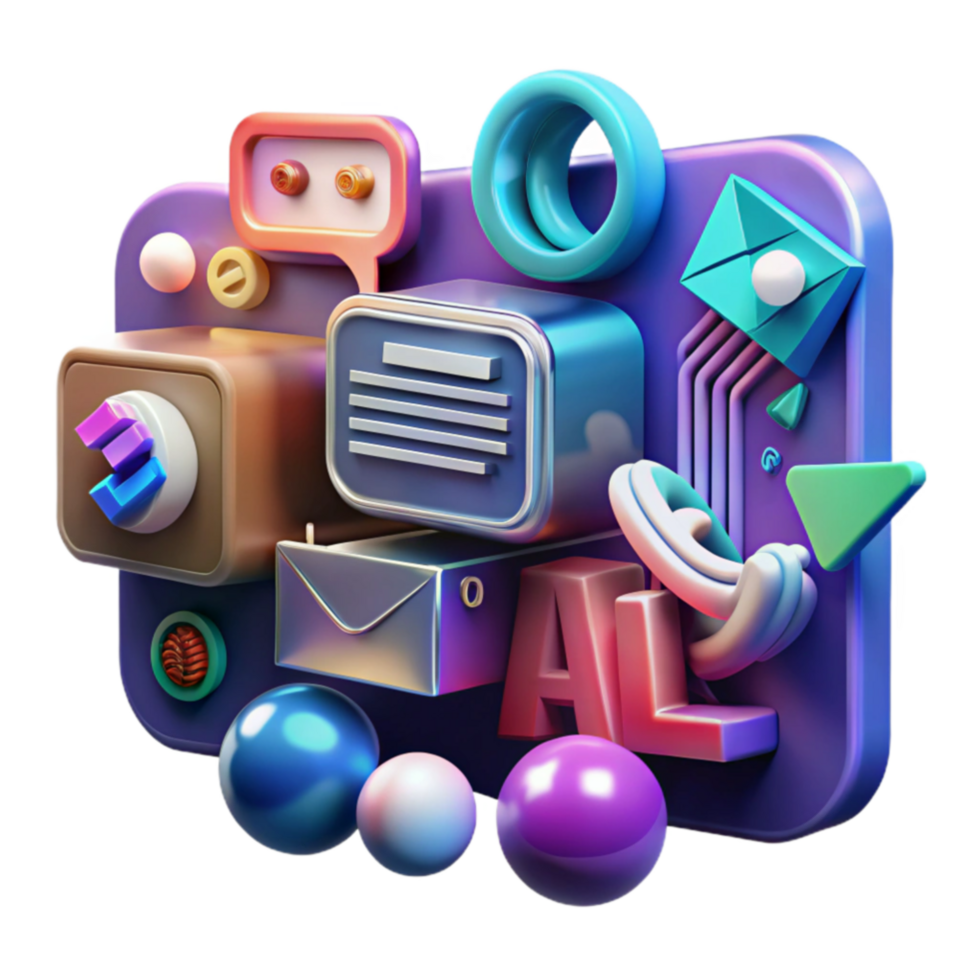 AI-Powered Communication 3D Abstract Illustration of Digital Messaging png