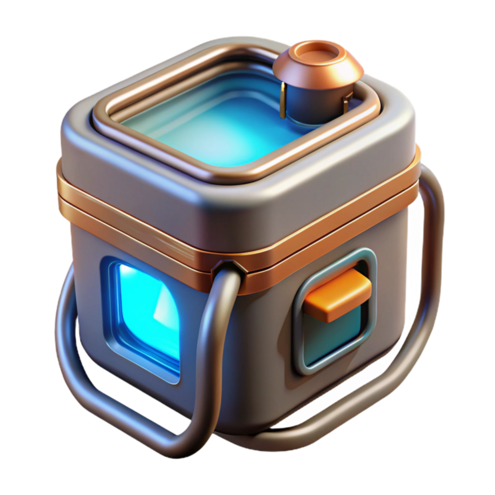 Futuristic Energy Cube Glowing Tech Container png