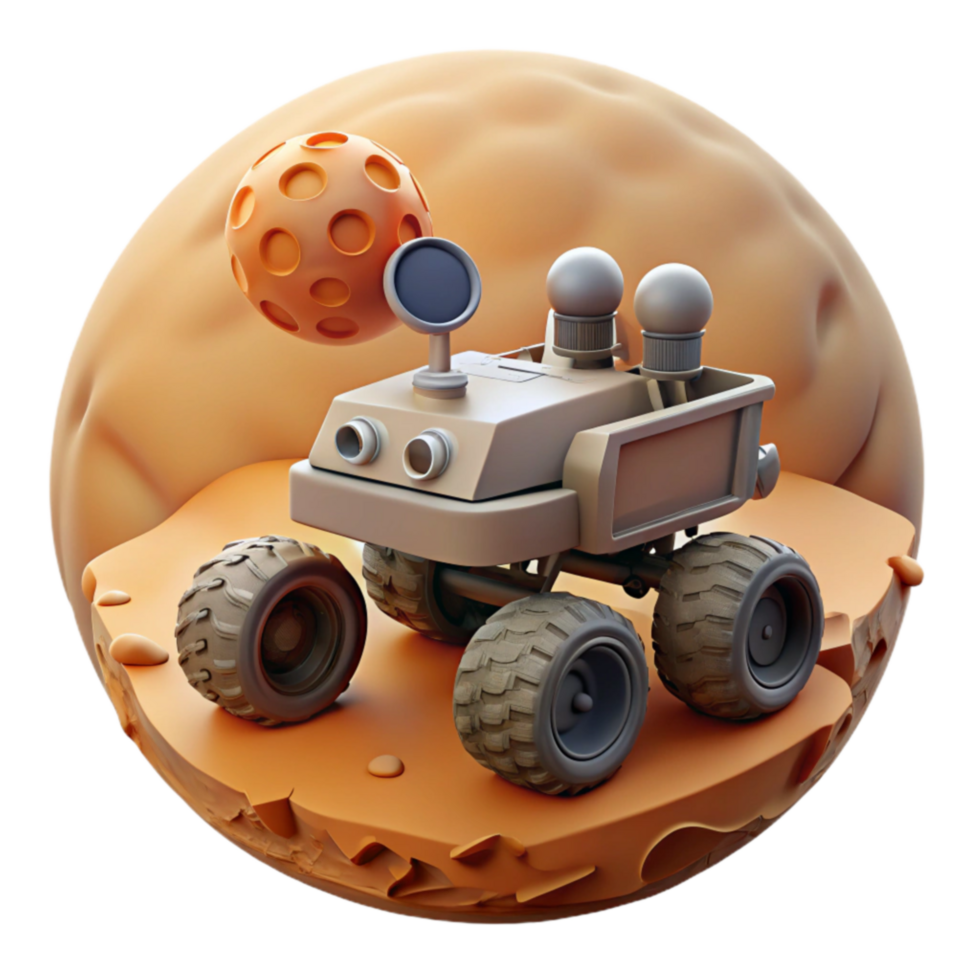 Lunar Rover on Alien Planet 3D Render of Space Exploration Vehicle png