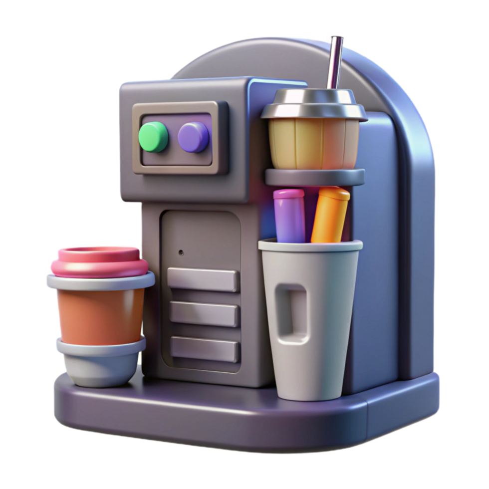3D Render of Automated Drink Dispenser with Cups png