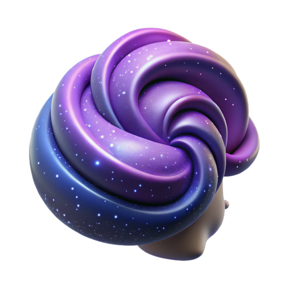 Abstract Cosmic Swirl 3D Render of a Nebula-like Form png