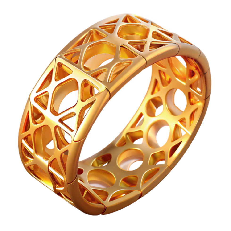 Gold Geometric Lattice Ring 3D-Printed Jewelry Design png