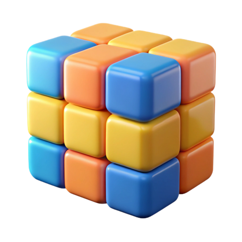 Colorful 3D Cube Puzzle Block Stacking and Spatial Reasoning Challenge png