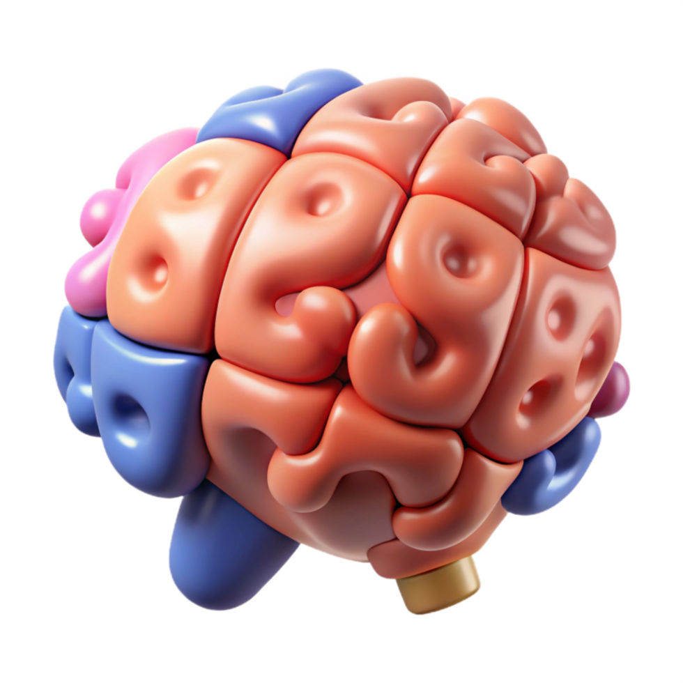 Abstract Brain Puzzle 3D Model of Cognitive Function png