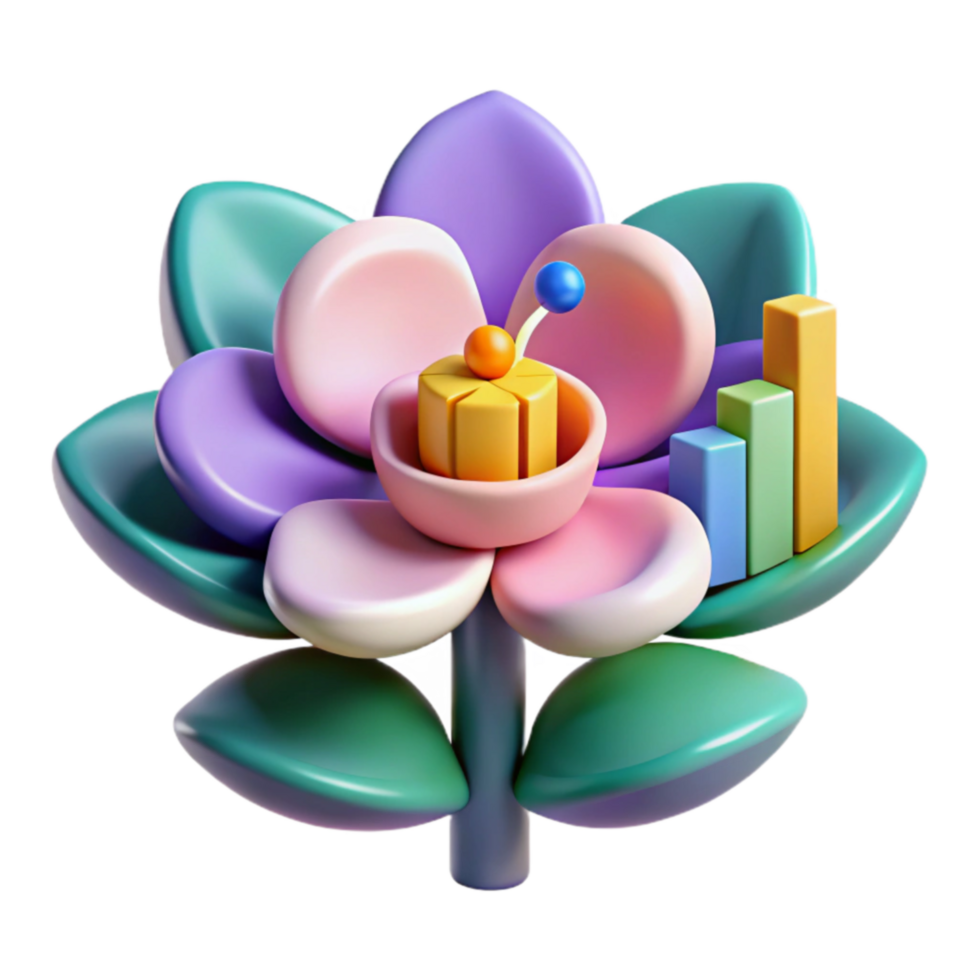 Growth Visualization Flourishing Data, 3D Flower Chart png