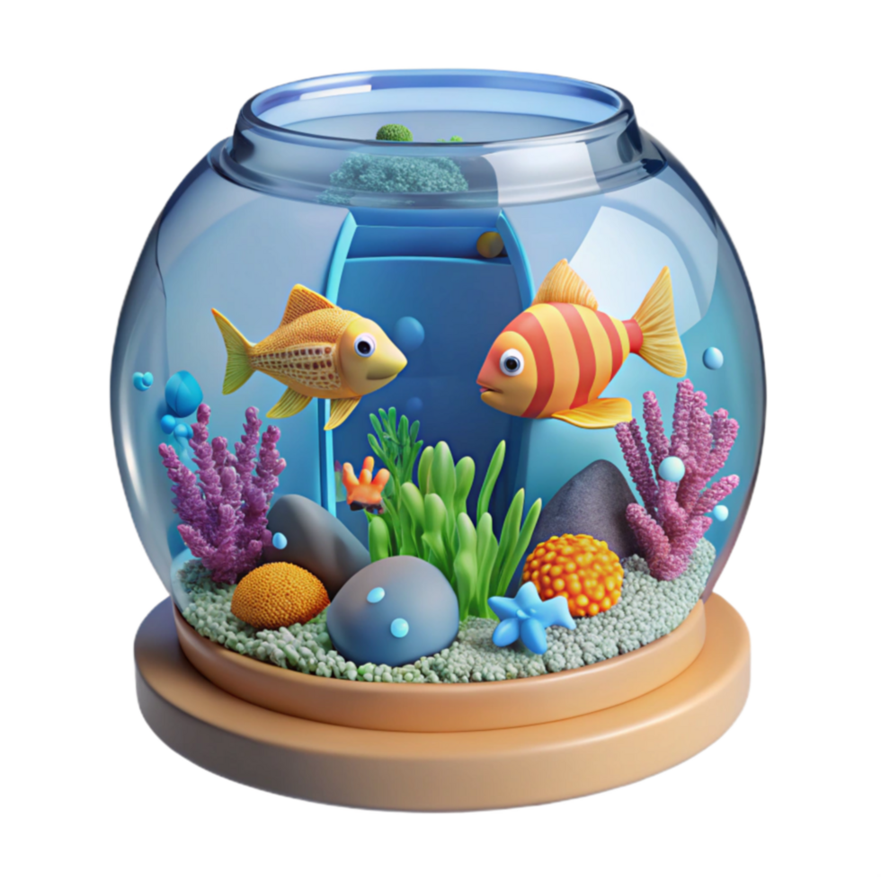 Underwater Scene Two Fish in a Glass Bowl png
