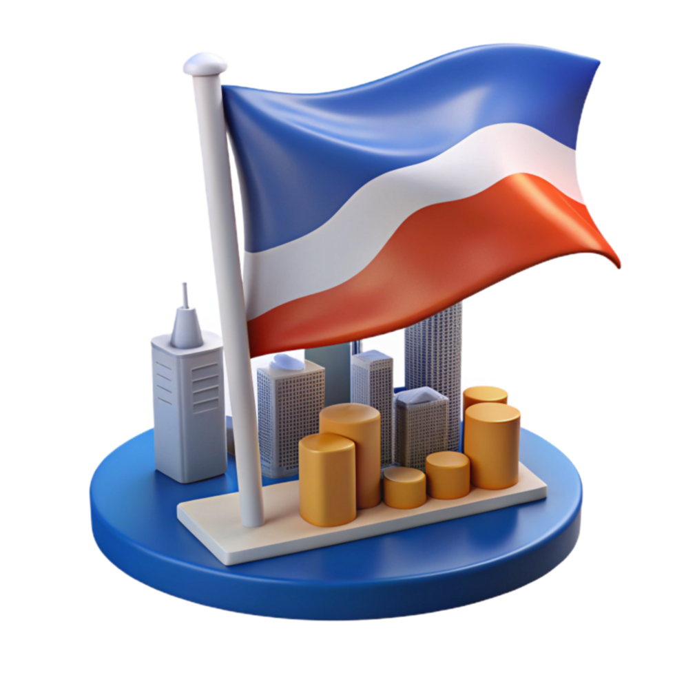 Nation s Financial Growth Cityscape, Flag, and Economic Progress png