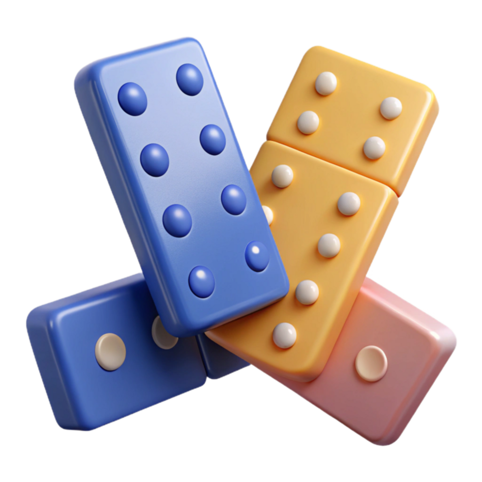Colorful Dominoes Game 3D Render of Tiles png