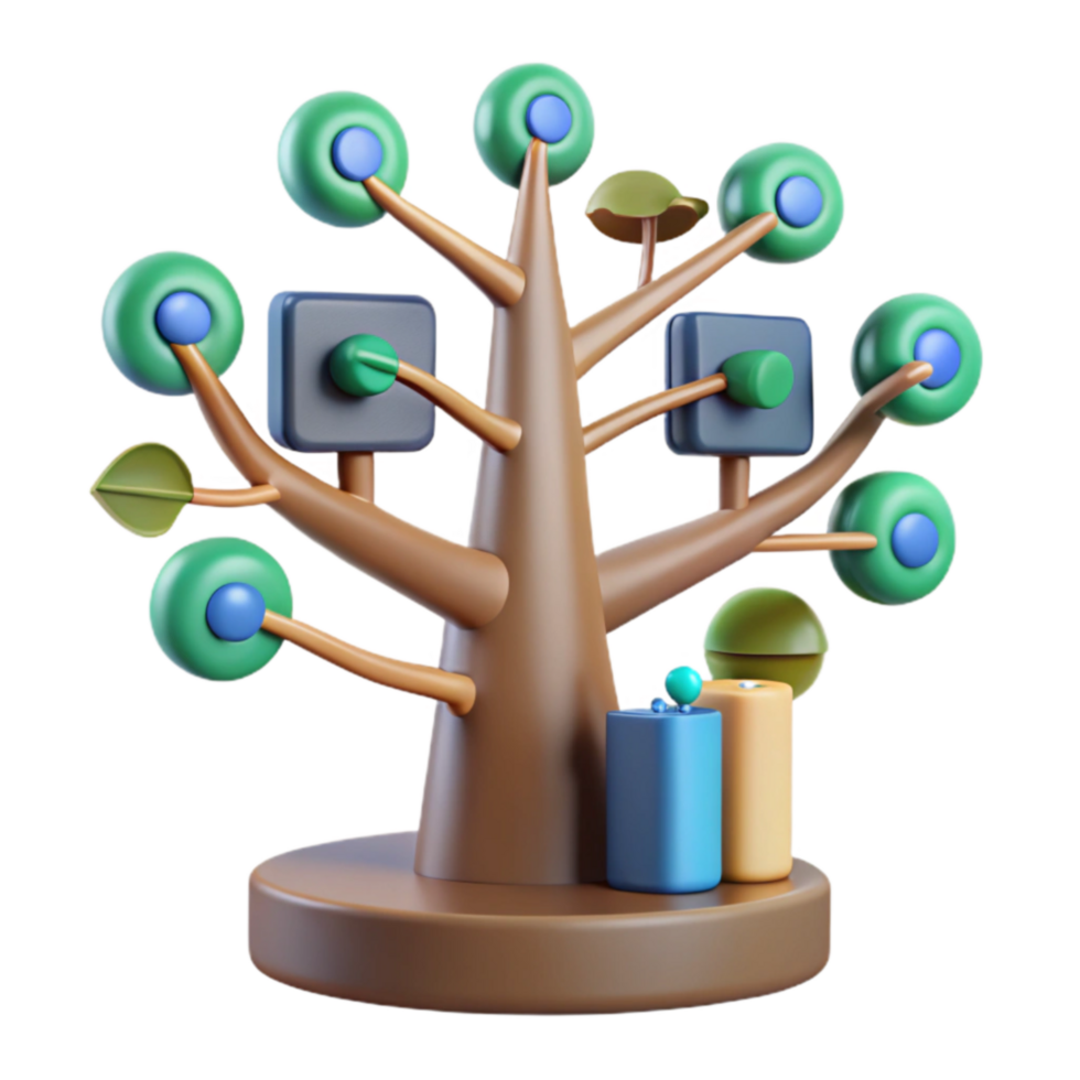 Interactive 3D Tree Model Nodes, Branches, and System Design png