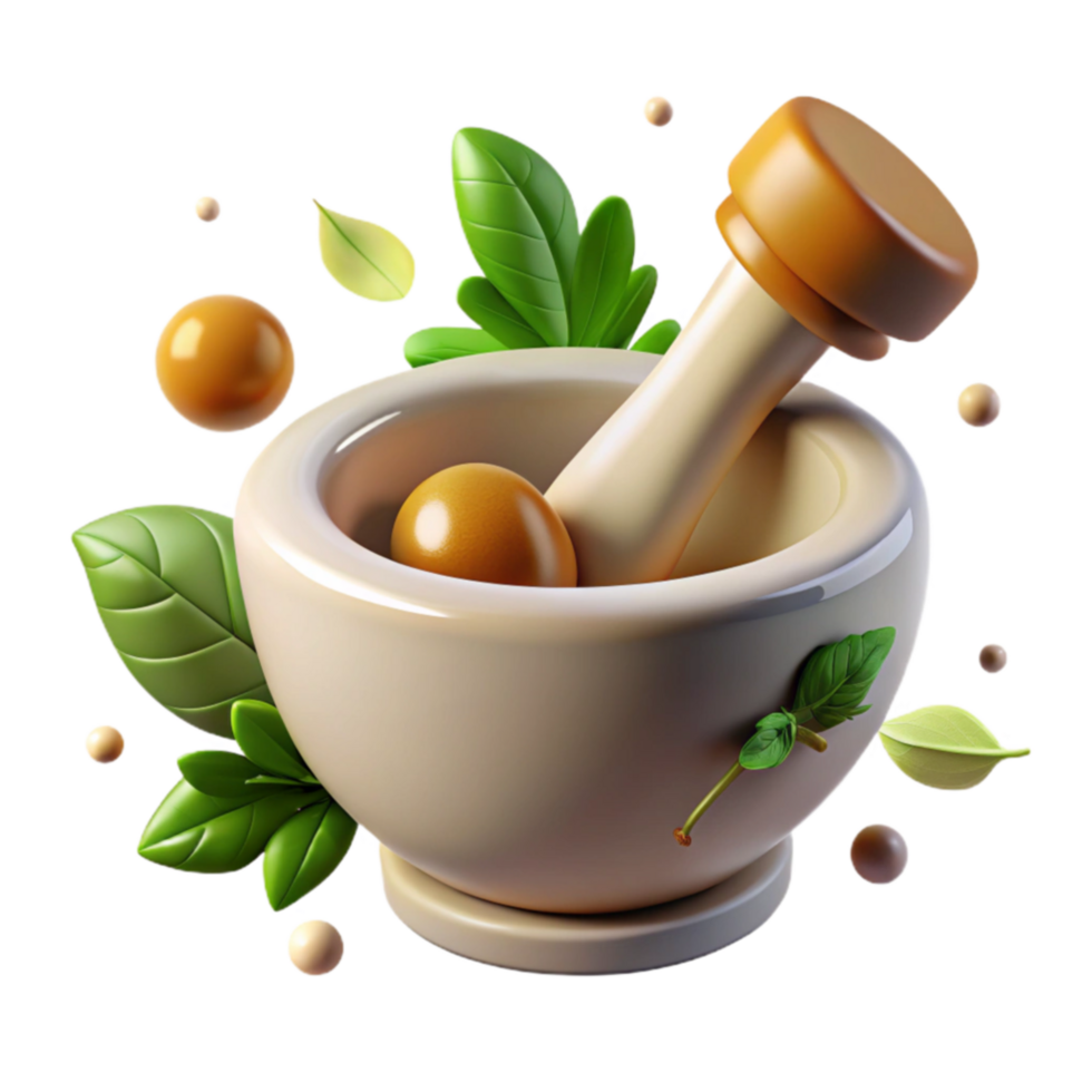 Herbal Remedy Grinding Herbs in Mortar and Pestle png