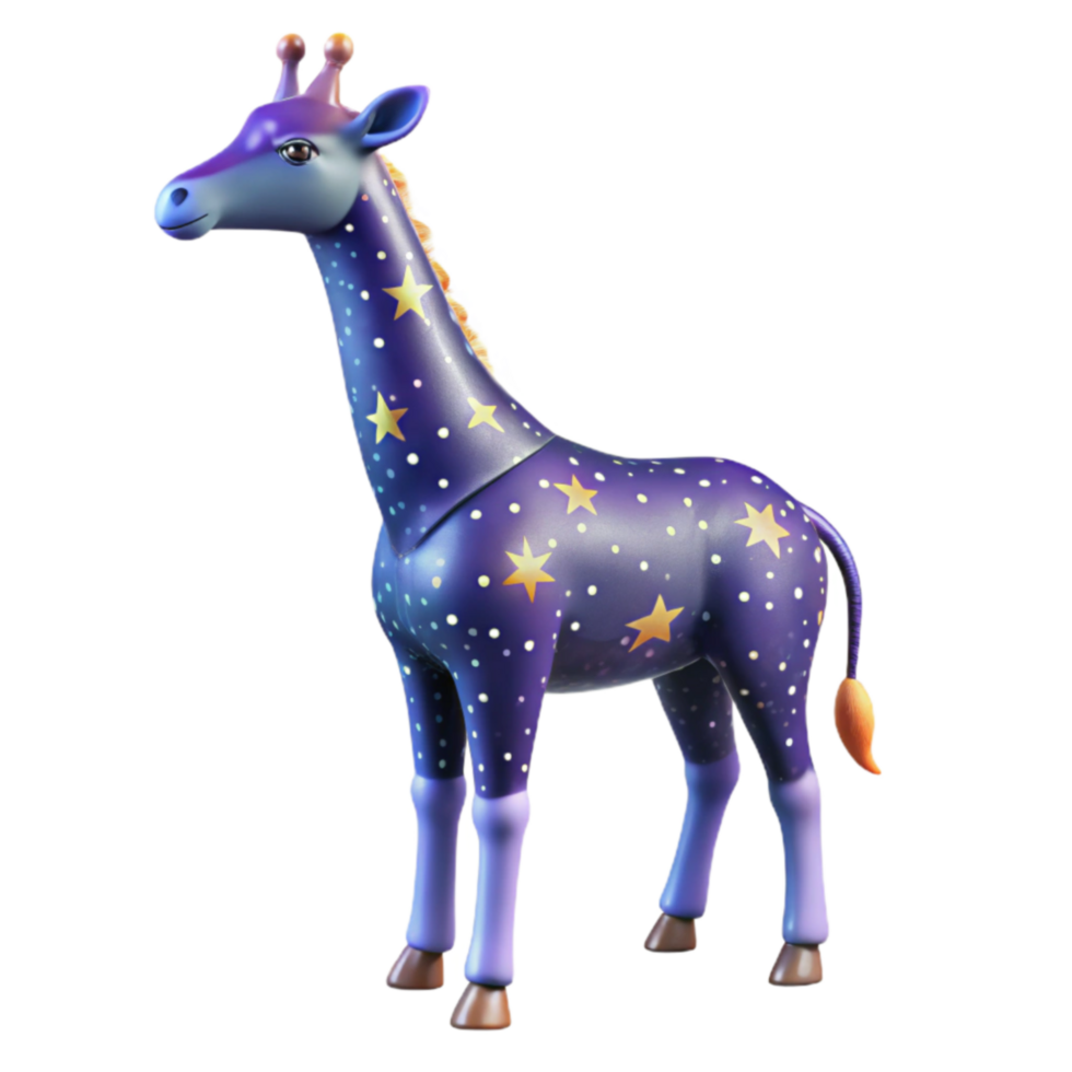 Night Sky Giraffe 3D Render of a Starry Animal png