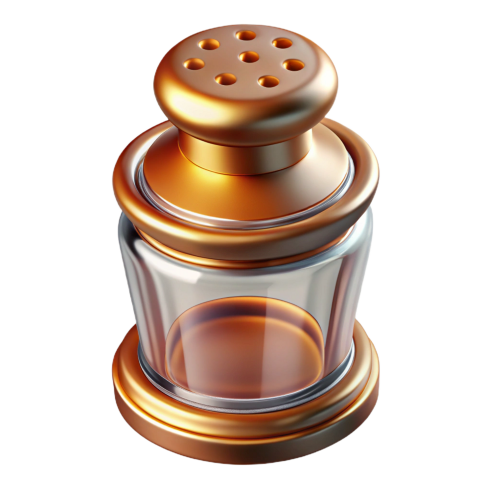 Elegant Glass Gold Spice Dispenser with Shaker Top png