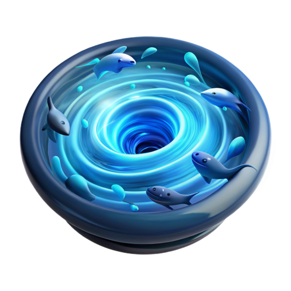 Whirlpool of Aquatic Life 3D Render of a Vortex png