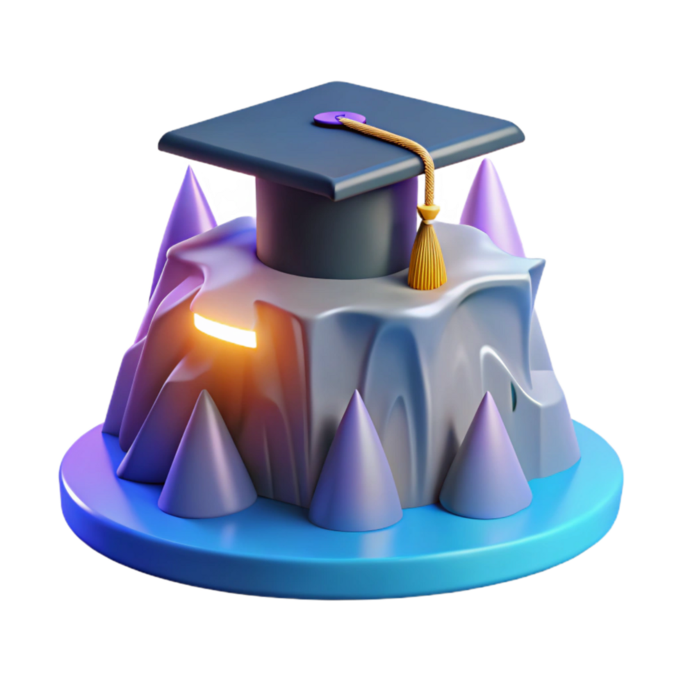 Achieve Academic Excellence Graduation Cap on a Mountain Peak png