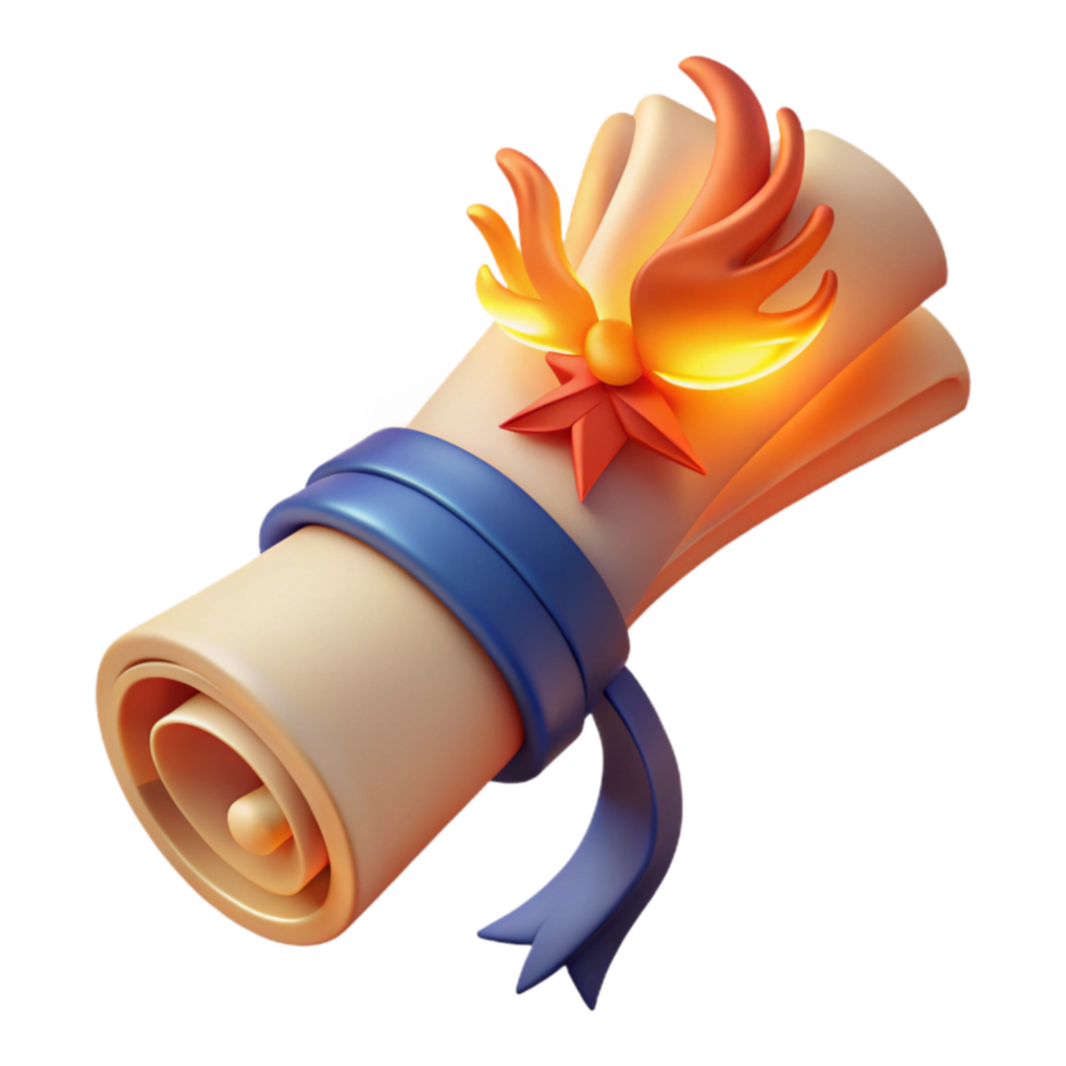 Magical Scroll Fantasy Award 3D Render png