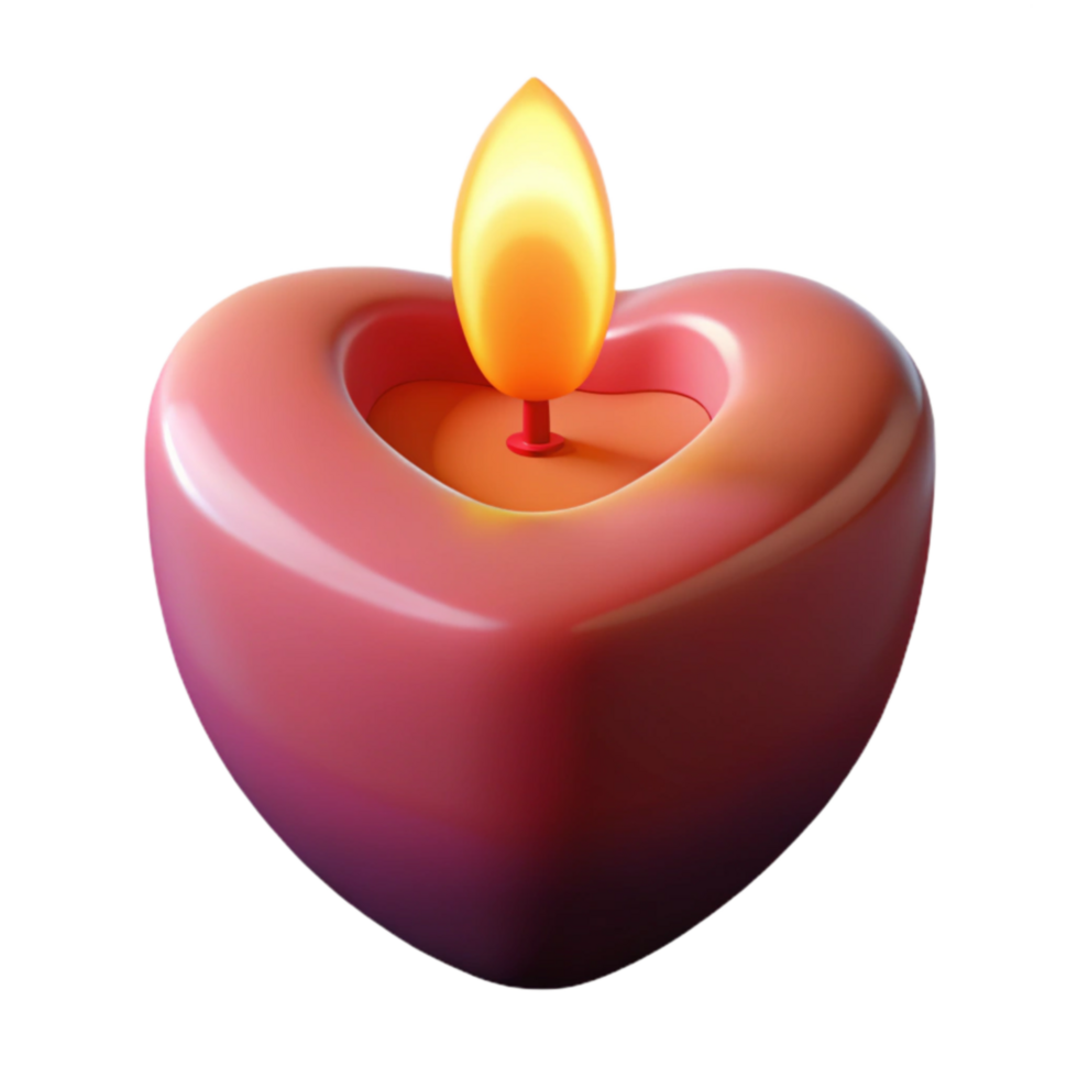 Heart-Shaped Candle Romantic, Lit, Decorative png