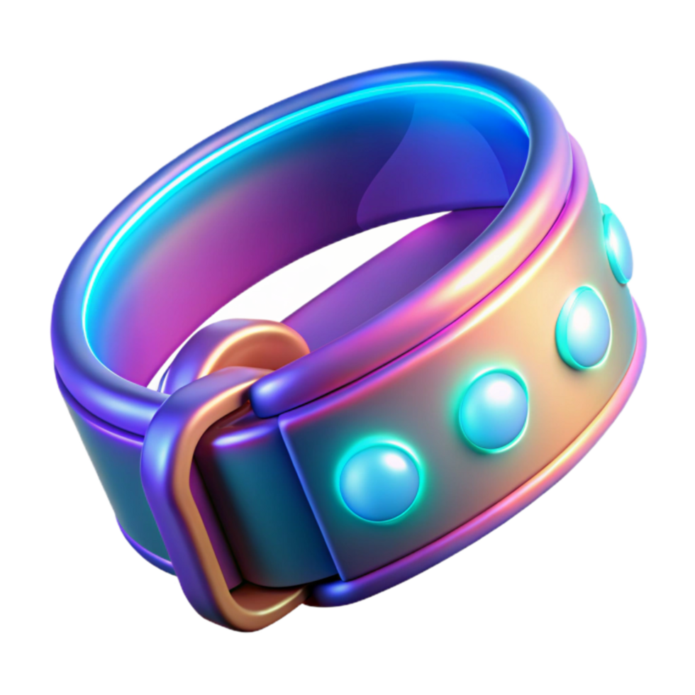 Futuristic Iridescent Collar with Illuminated Studs png