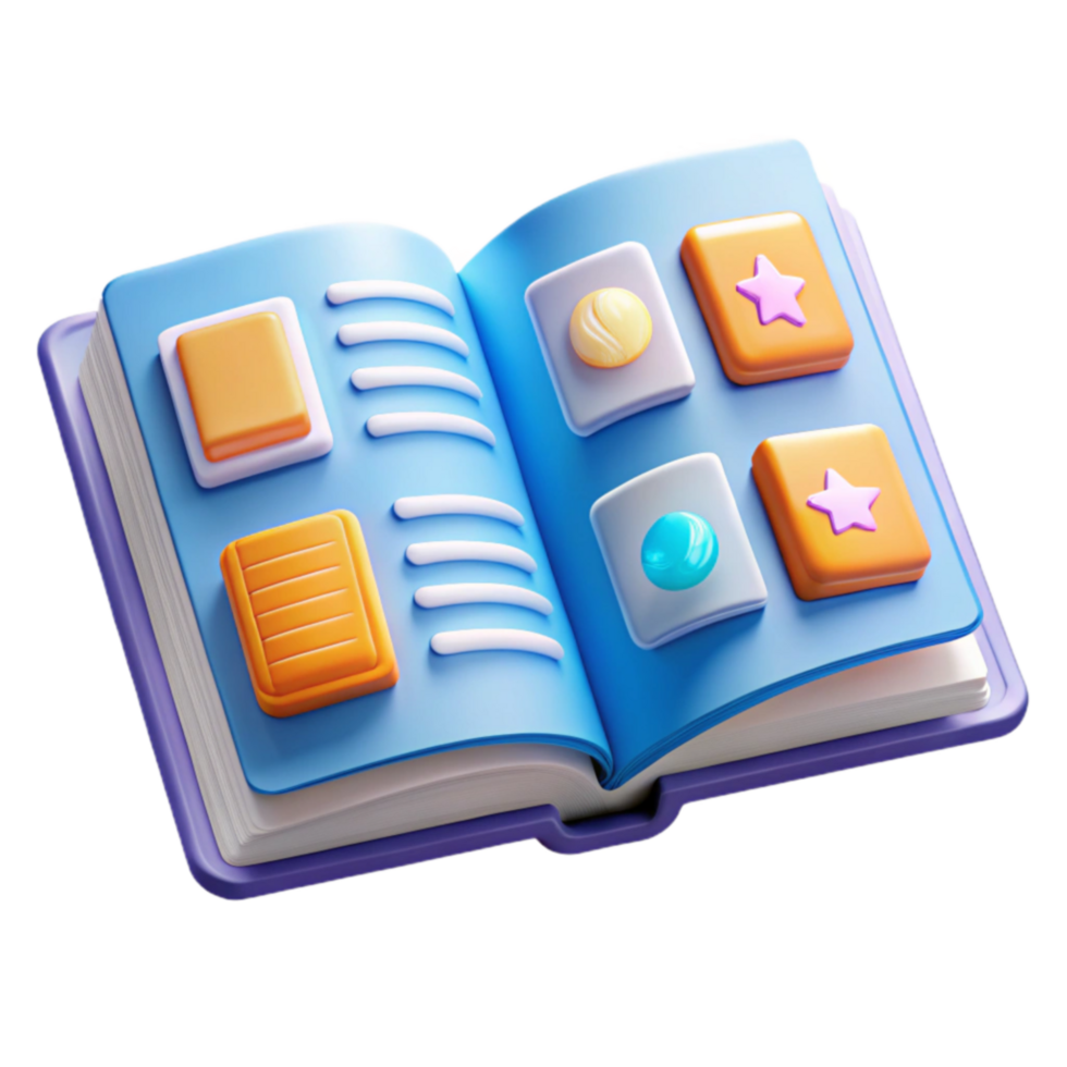 Interactive 3D Book Colorful Shapes Stars png