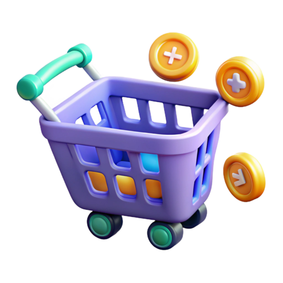 Shopping Cart with Bonus Coins Digital Rewards Program png