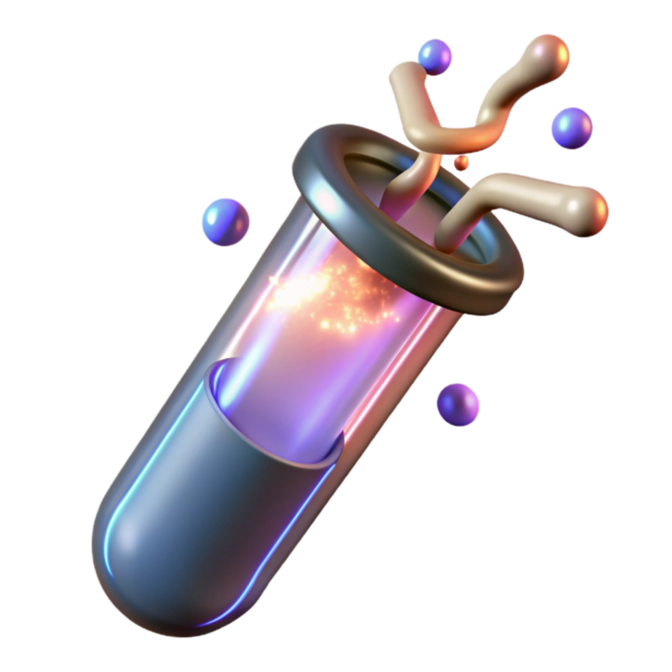Glowing Test Tube Scientific Discovery and Molecular Reaction png