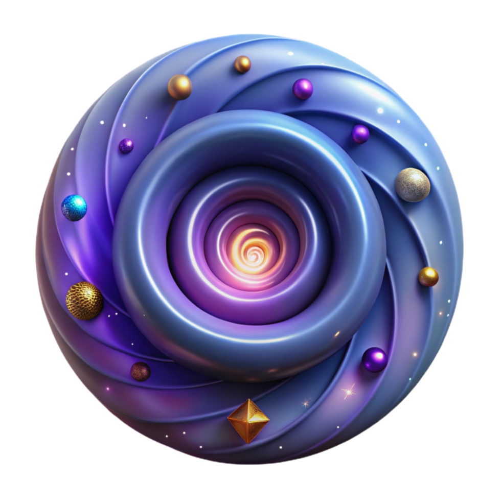 Abstract Spiral Galaxy 3D Render of Cosmic Swirl png