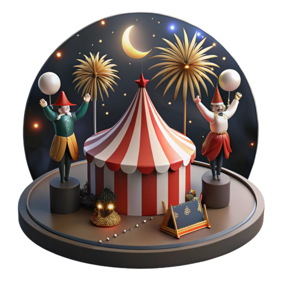 Night Circus Spectacle Miniature 3D Render png