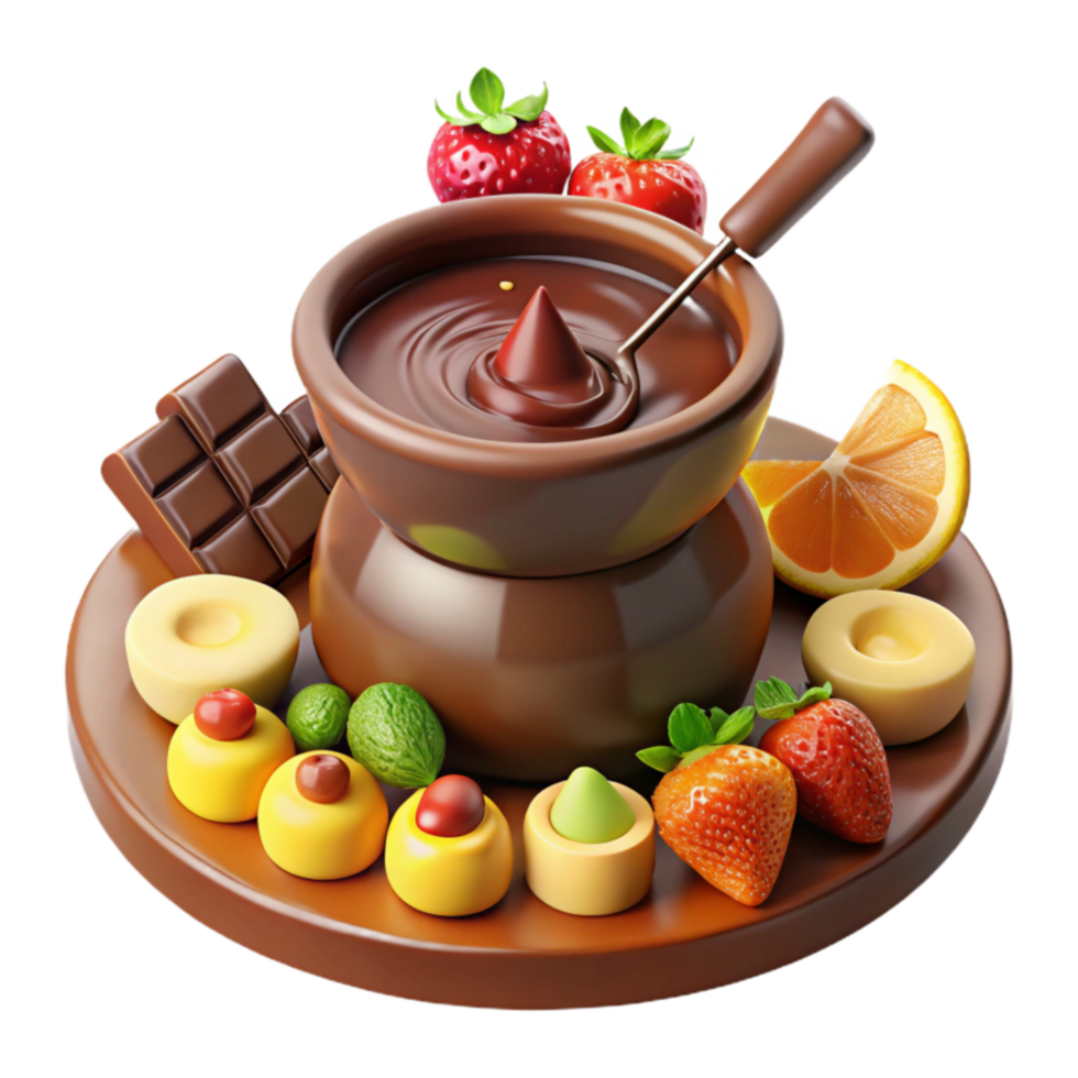 Chocolate Fondue Delight Strawberries, Citrus, and Assorted Chocolates png