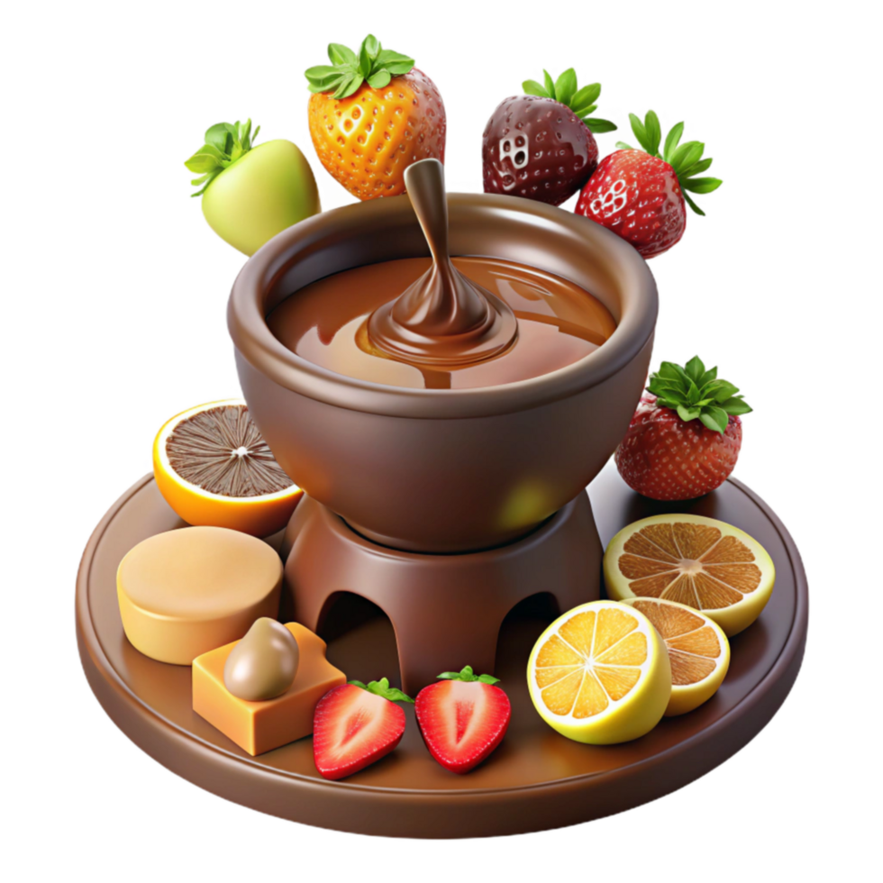 Chocolate Fondue with Fruit Confections png