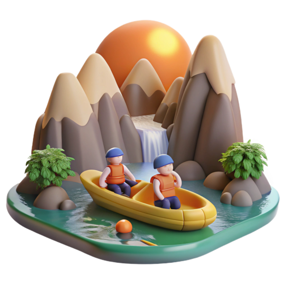 Sunset River Adventure Two Adventurers in a Kayak png