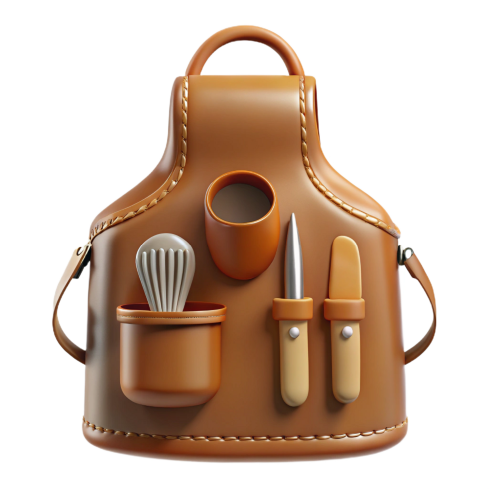 Leather Tool Apron with Pockets and Utensils png