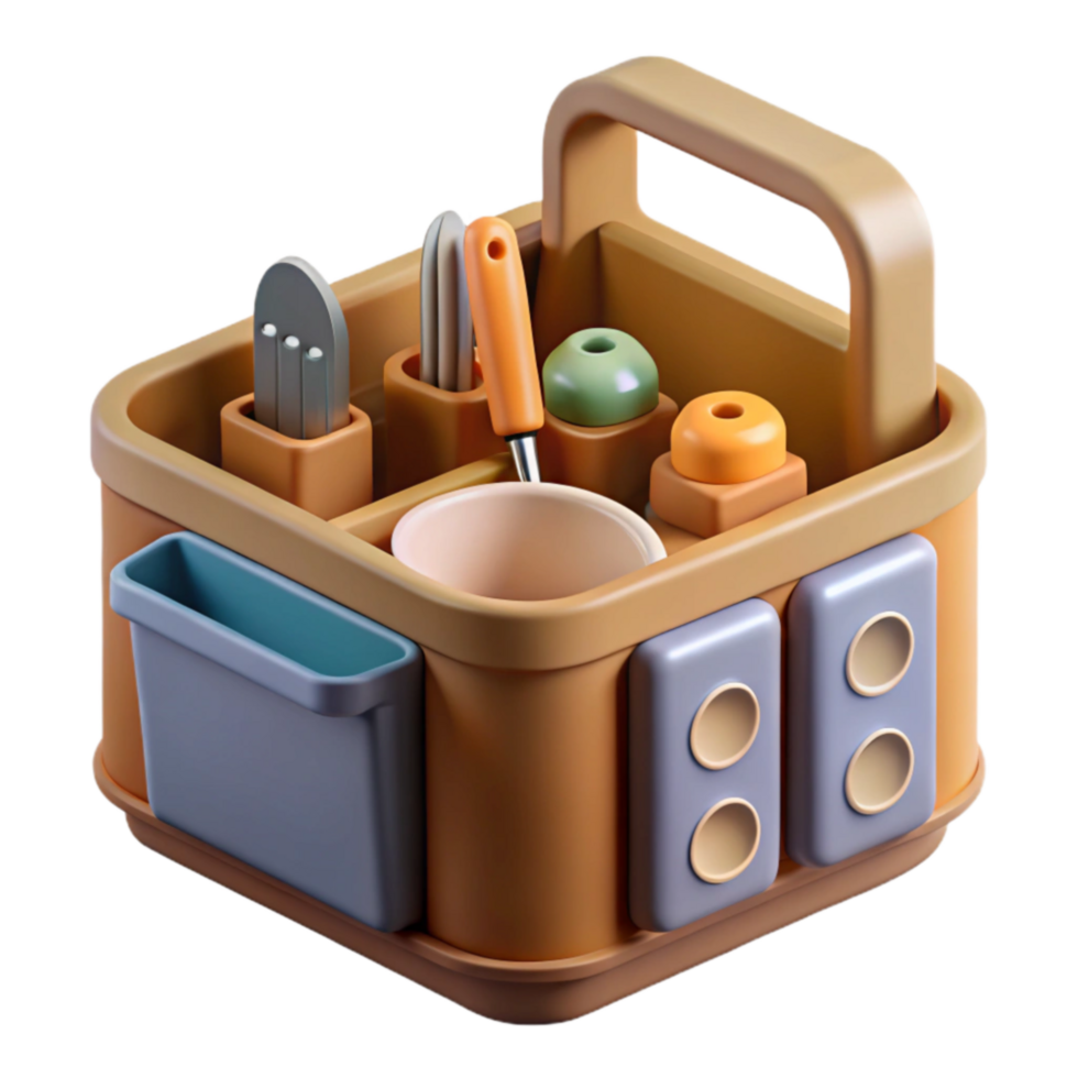 Organized Kitchen Utensil Caddy 3D Render of a Functional Storage Container png