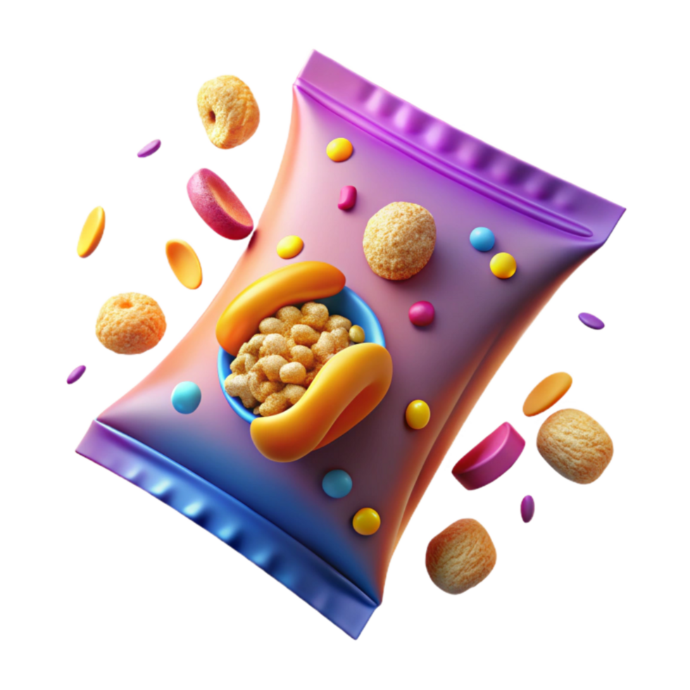 Colorful Cereal Snack Package Design png