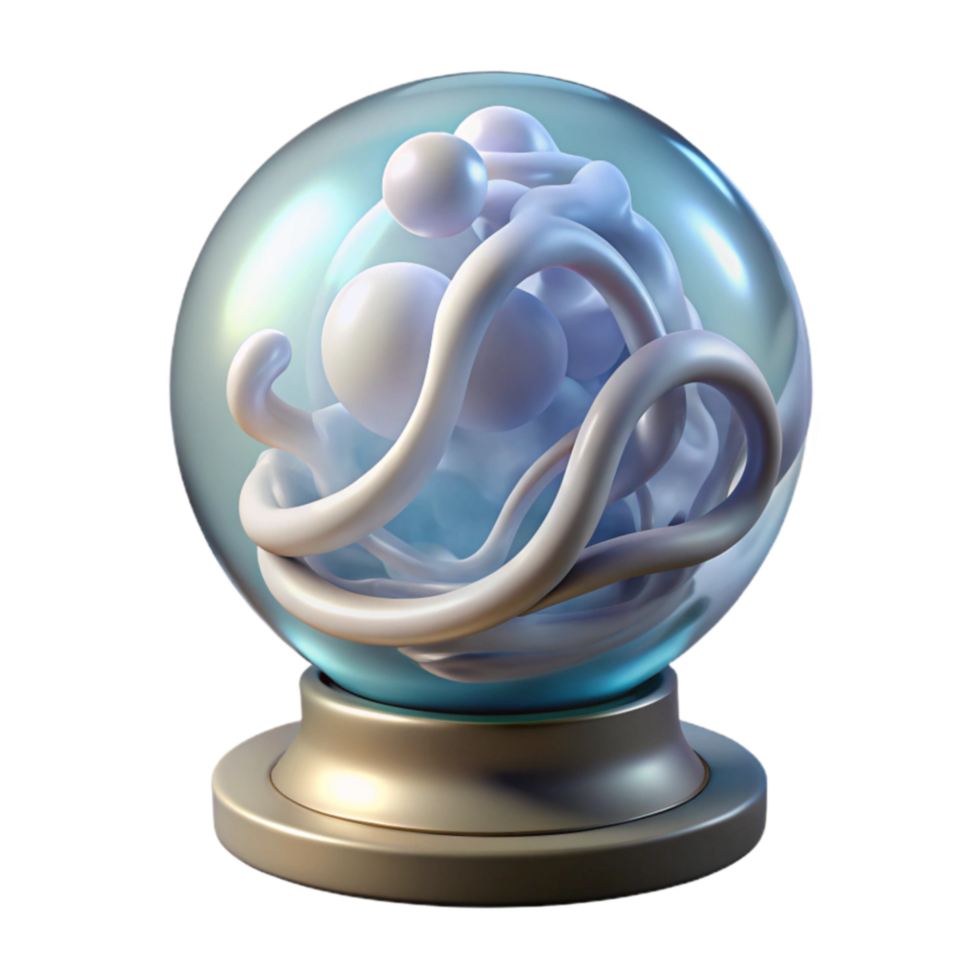 Abstract 3D Render Organic Forms in Glass Orb png