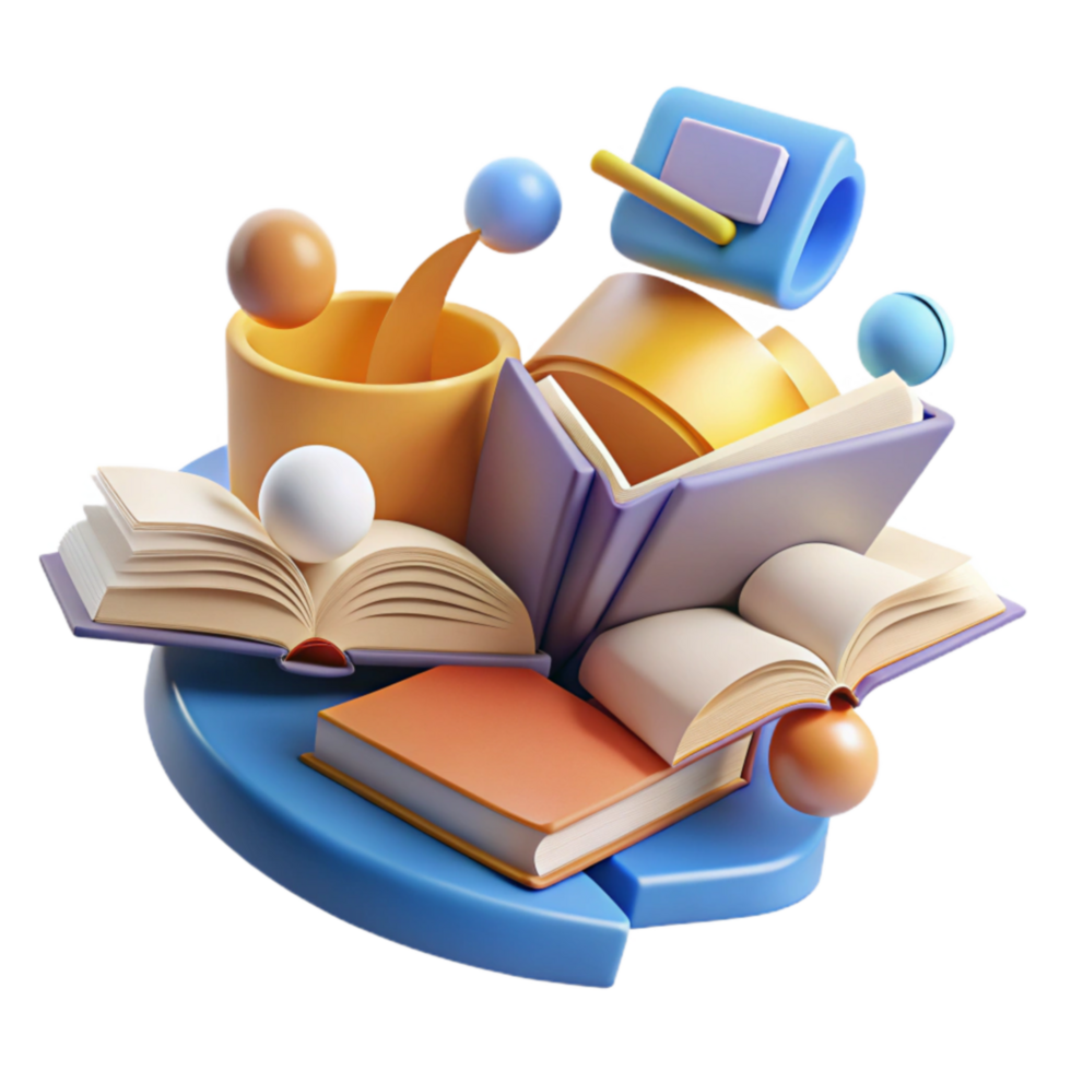Open Books, Abstract 3D Illustration Education, Knowledge, Learning, Reading, Literature, Study, Books, Concept, Design png