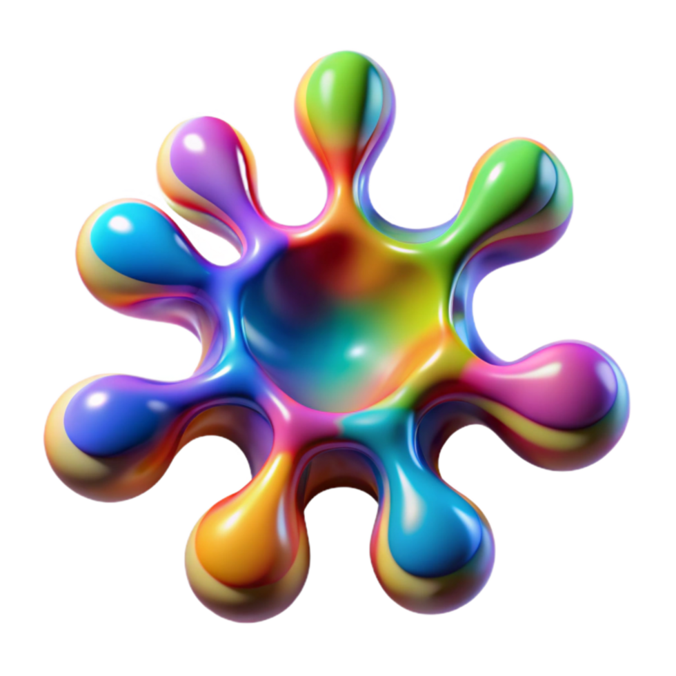 abstrato arco Iris blob colorida 3d render png