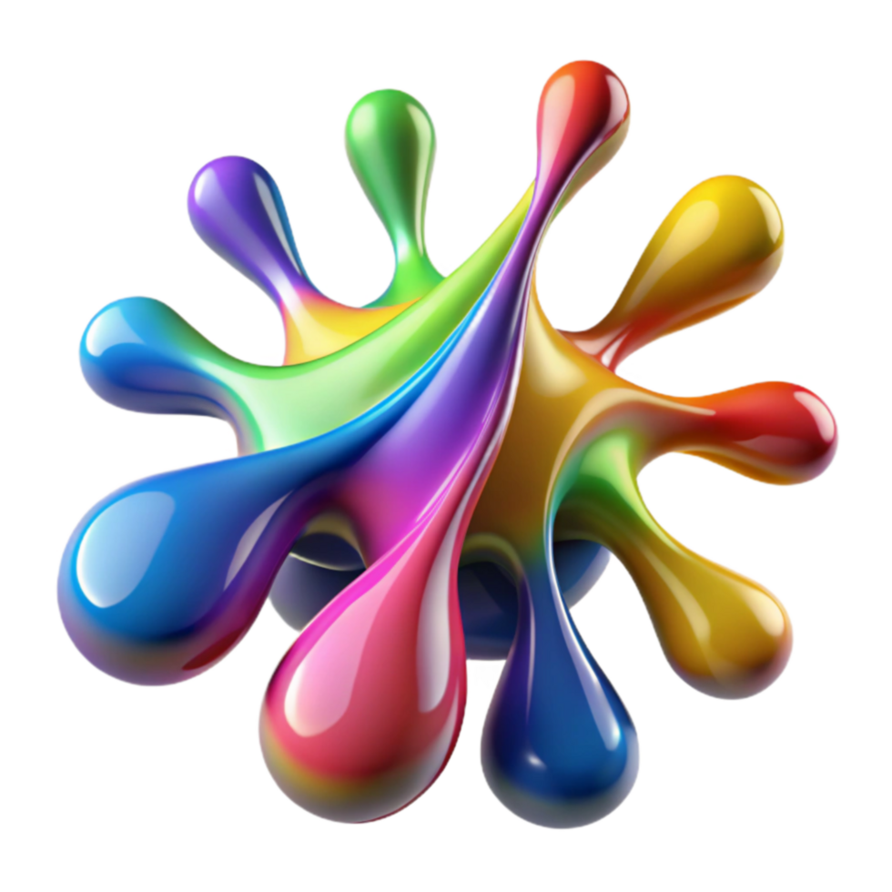 Rainbow Paint Splatter Abstract 3D Design png