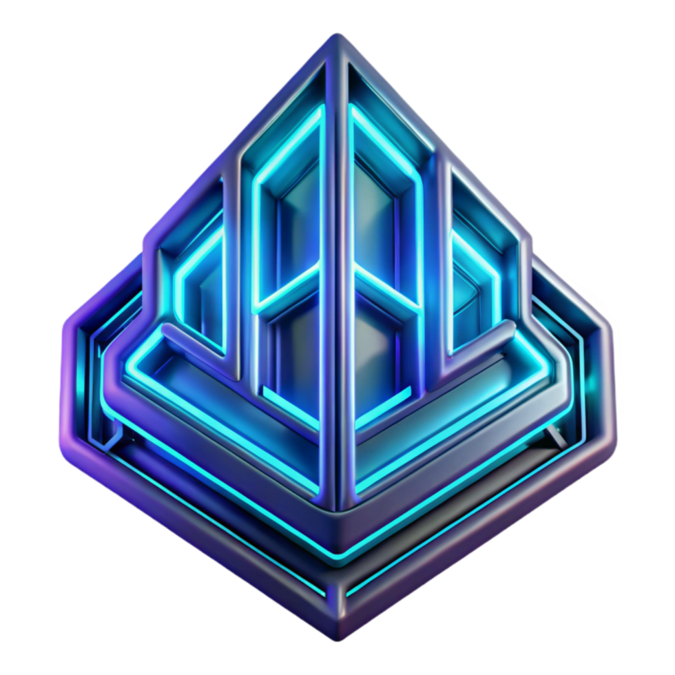 Abstract Neon Pyramid 3D Geometric Design png