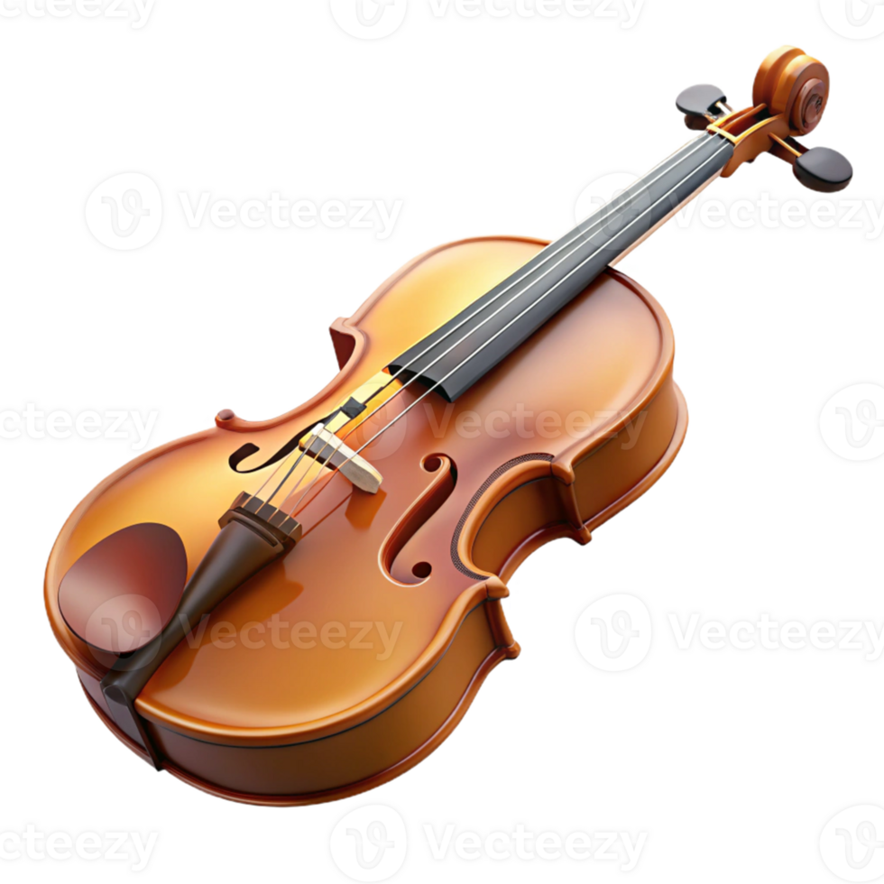 3D Violin Render with Transparent Background png