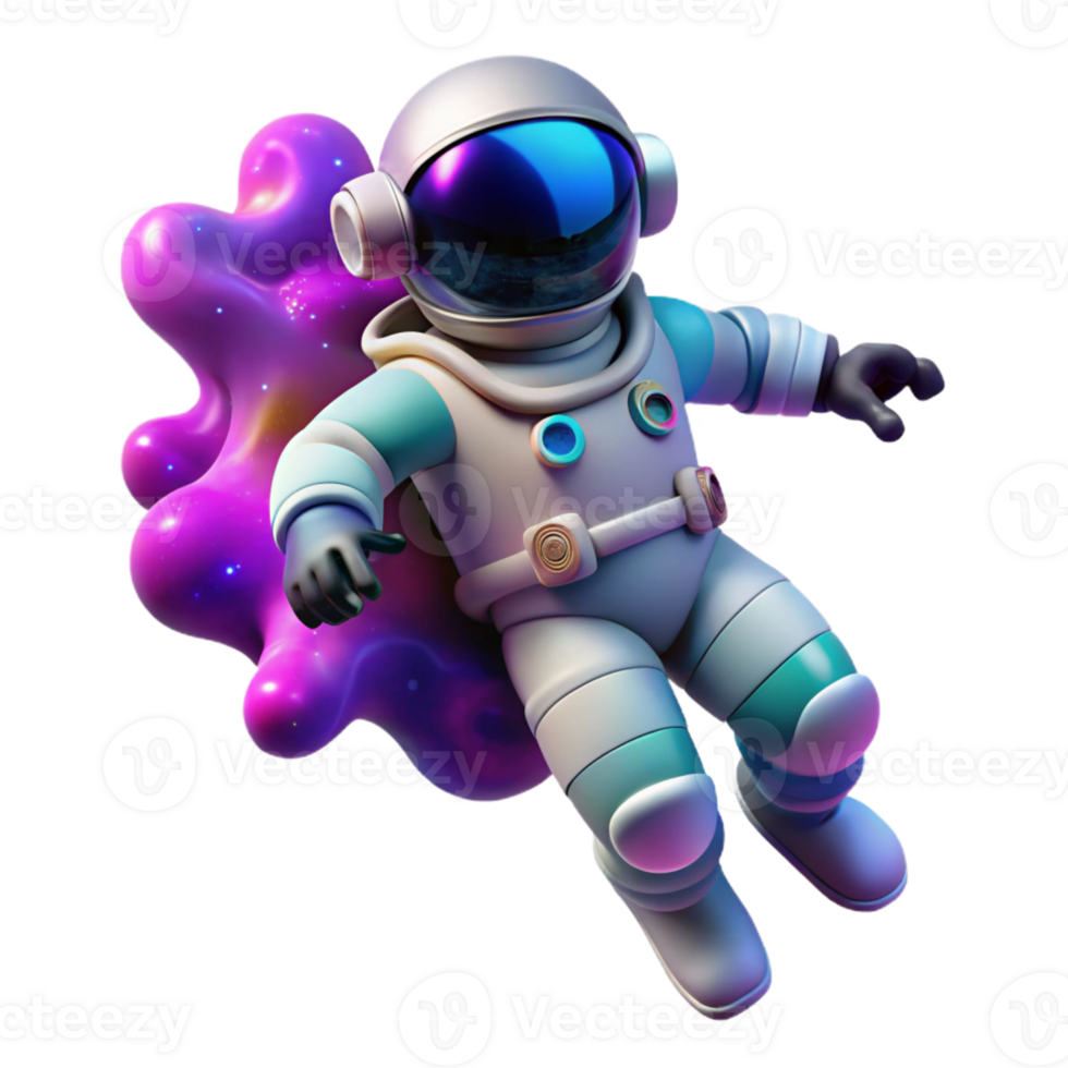 3D Astronaut Illustration with Galaxy Background png