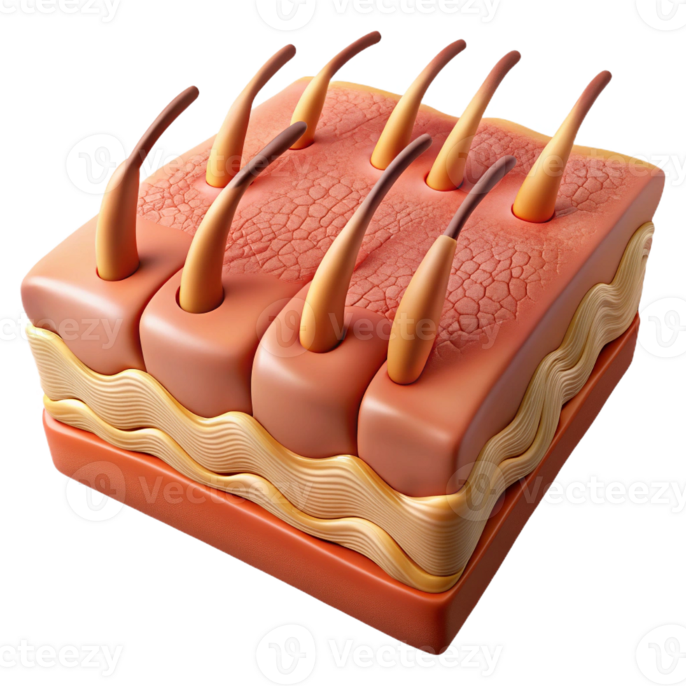 3D Illustration Hair Follicle Skin Layer png