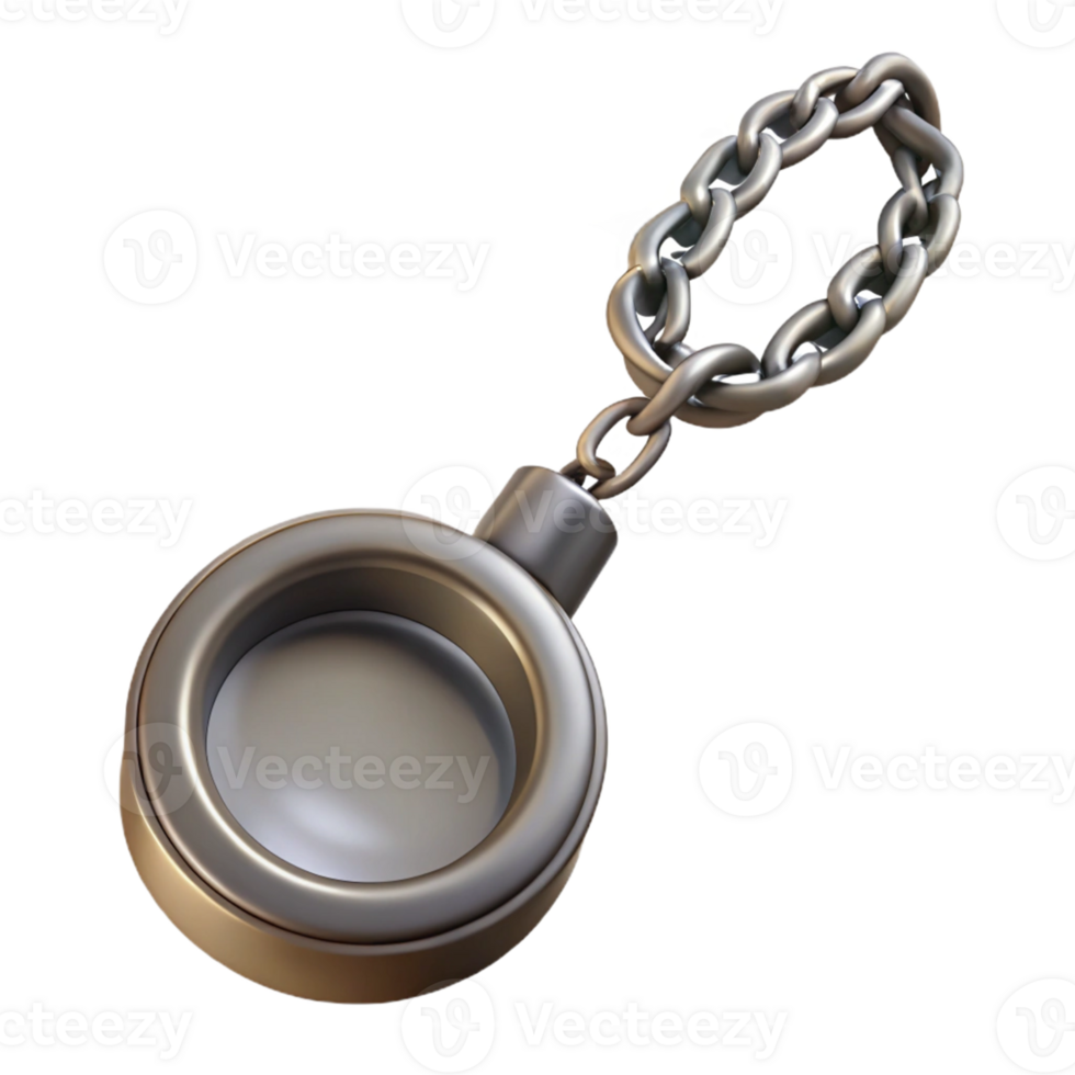 3D Render of a Metal Keychain with a Chain png