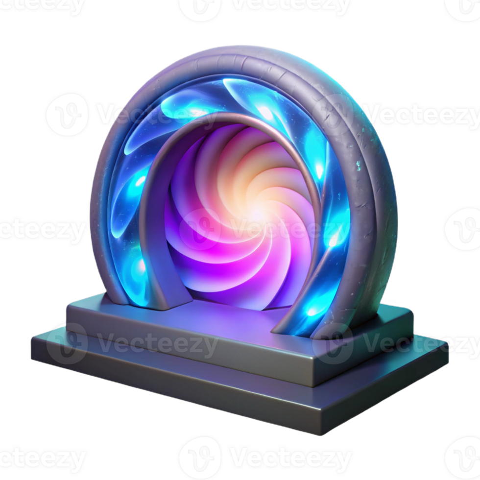 3D Render Glowing Spiral Portal png
