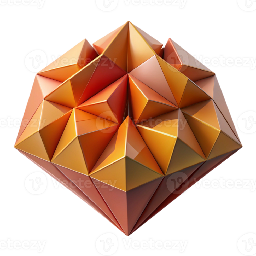 Abstract 3D Geometric Background- Orange and Yellow Triangles png