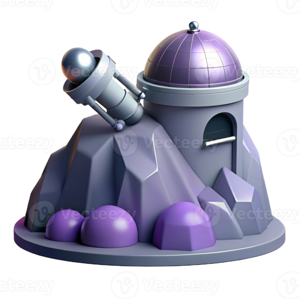 3D Illustration of an Observatory on a Mountain png